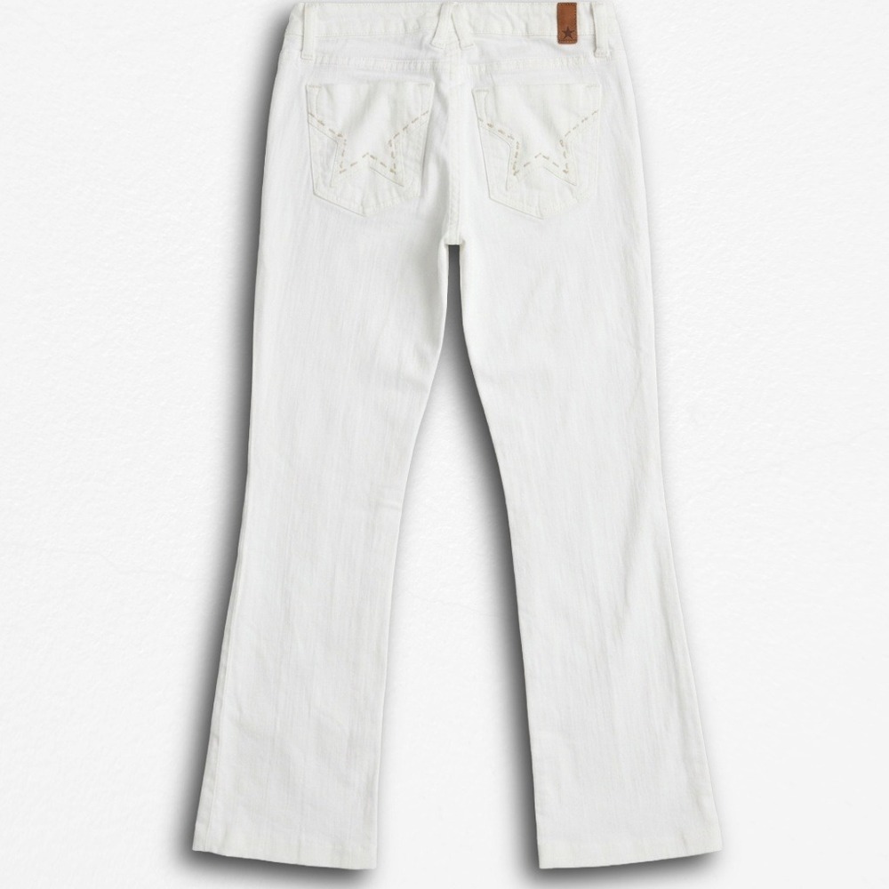 Peoples Liberation Bella Bootcut Jeans White Star Pocket Low Rise Denim Size 27